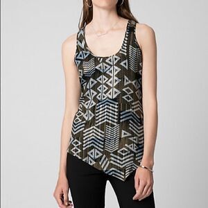 LE Chateau Abstract Print Challis Asymmetrical Blouse Size XXS